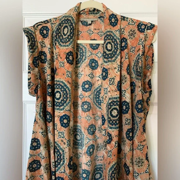 Joan Vass Abstract‎ Patterned Draped Neckline Blouse Large Chic Artsy Feminine - Picture 7 of 9